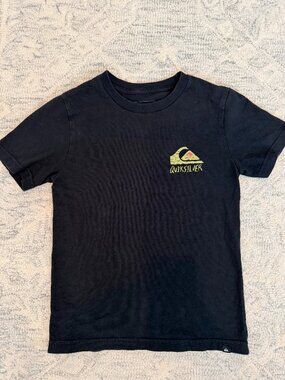 Quiksilver Boys Graphic Tee | Black | Logo Front & Back | Size S | Surf Skate
